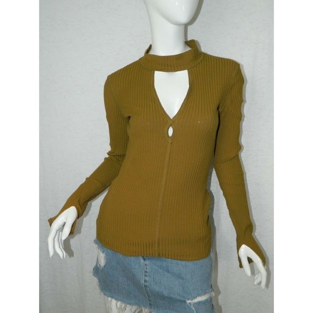 Free‎ People Camo Keyhole Cutout Ribbed Tunic Top S